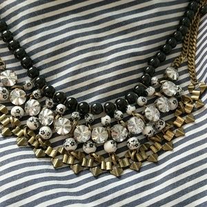 Anthropologie black and white bib necklace